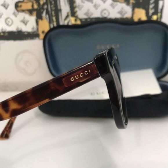 Authentic ✨ Brand New Gucci GG0158SN 002 Square Sunglasses – Tortoise Frame with - Picture 3 of 11